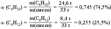 Массовые доли углеводородов в исходной смеси