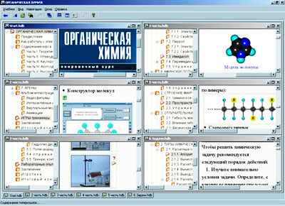 Окна программы курса Органическая химия